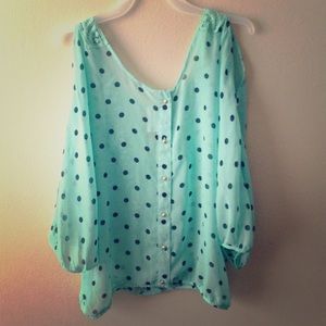 Crochet back mint top.