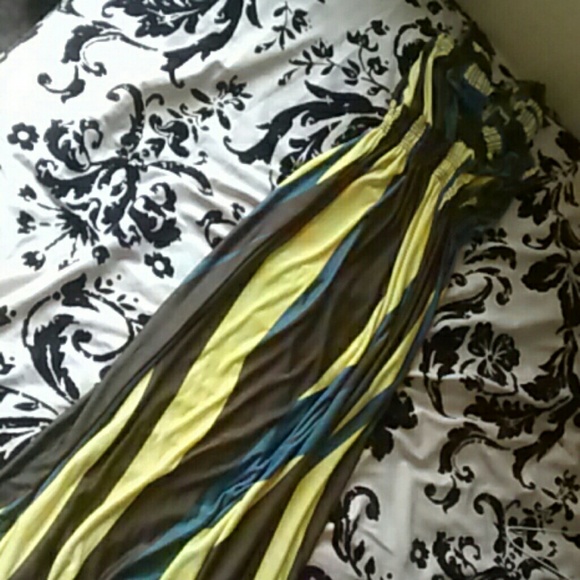 Charcoal brown and yellow dress