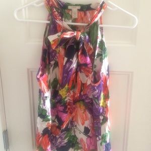 J crew silk sleeveless floral print top + clutch