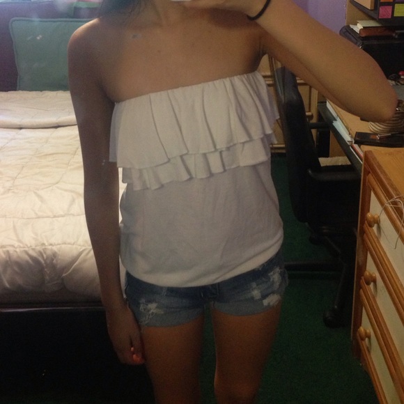 American Eagle White Ruffle Tube Top - Picture 3 of 3
