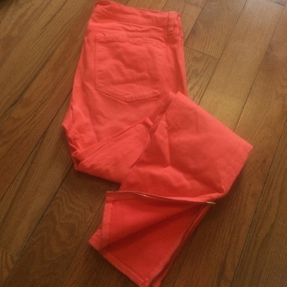 J crew toothpick jeans - coral color