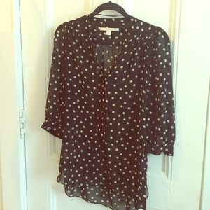 Black and white polka dot sheer top!