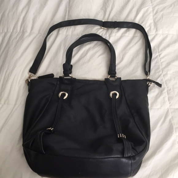 Black faux leather large handbag