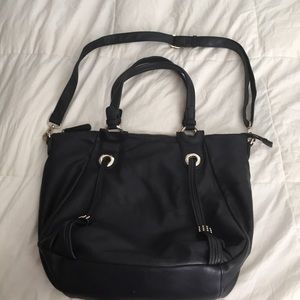 Black faux leather large handbag