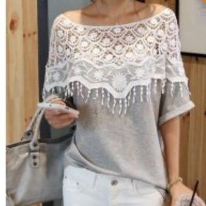 Lace shoulder top