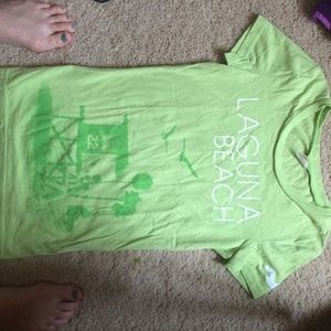 laguna beach, green t shirt