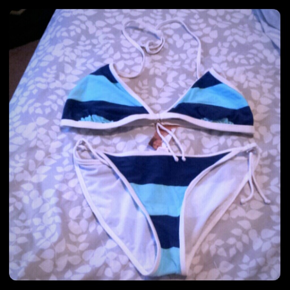 Blue stripe bikini