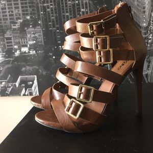 Brown strappy heels