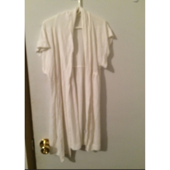 All white long lengthened cardigan