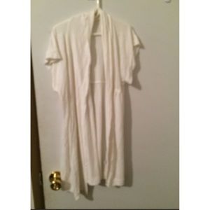 All white long lengthened cardigan