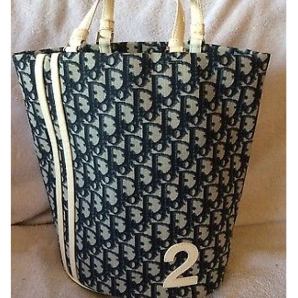 Dior Handbags - *Traded* Navy Blue Trotter PVC Tote Purse