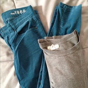 Gap 1969 corduroy teal leggings
