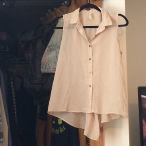 Truth brand sheer beige sleeveless button down M
