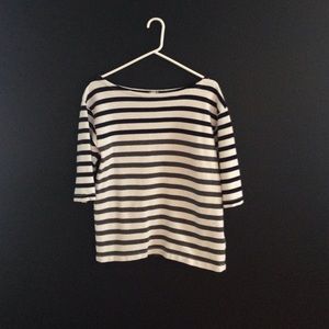 J. crew boatneck stripped 3/4 sleeved sweater