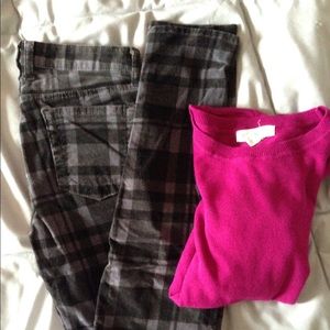 🚫 donated 🚫 Black n gray plaid corduroy leggings