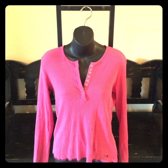 Long-sleeve tommy hilfiger pink shirt
