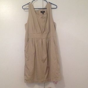 A khaki mid length dress