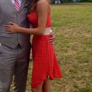 Coral spring and summer spaghetti strap dress