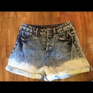 High Waisted Acid Wash Shorts