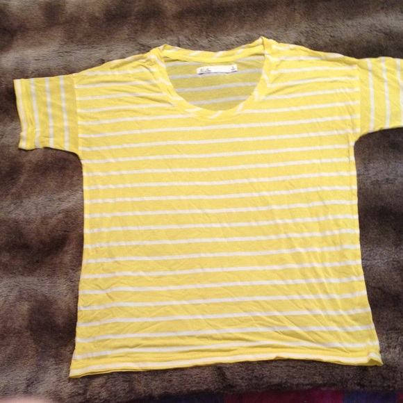 Madewell Hi-Line Striped Yellow Short Sleeve Tee
