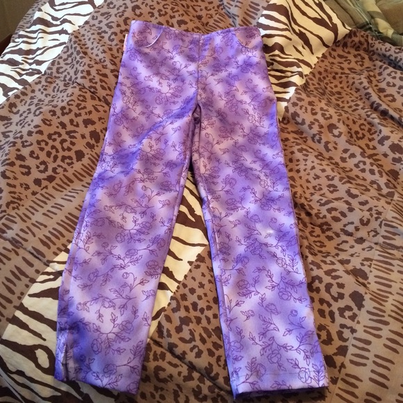 Purple pants with dark purple flower design