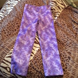 Purple pants with dark purple flower design
