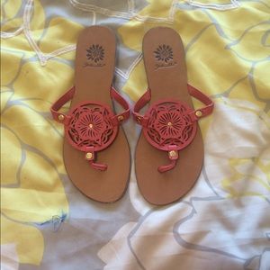 Yellow box flip flops