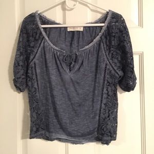 A&F navy blue lace top size S