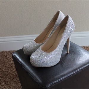 Bejeweled Silver Pumps