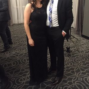 Long lace black dress