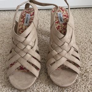 Nude colored heeled sandals