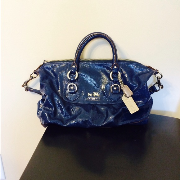Blue Coach Madison Patent Leather Purse