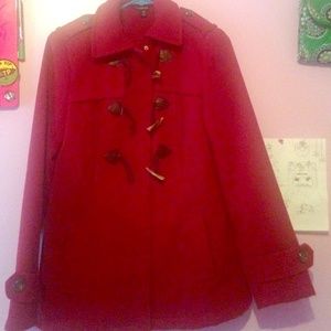 A red pea coat