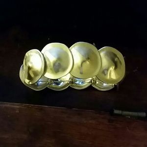 Silver plated hammered disc bracelet