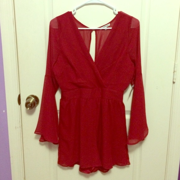 Red long sleeved romper