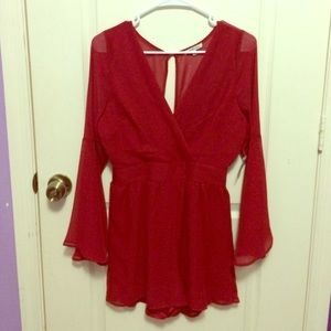 Red long sleeved romper