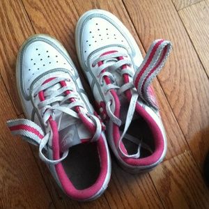 Nike pink and white dunks