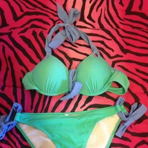 blue&mint green bow bikini