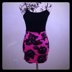 Hot pink printed high waist skirt