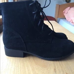 Black lace up ankle booties
