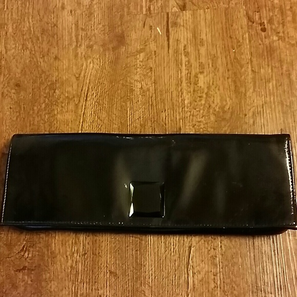 Black patent leather clutch