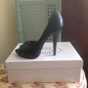Black open toe platforms