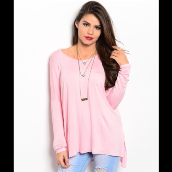 Tops - Soft, Pink Long Sleeved Boatneck Top size M