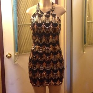 Black/gold sequin dress