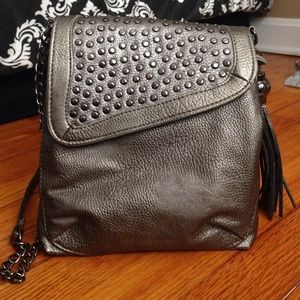 STEVE MADDEN Charcoal Studded Satchel. PU Leather