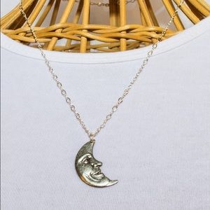 🌜vintage silver moon necklace