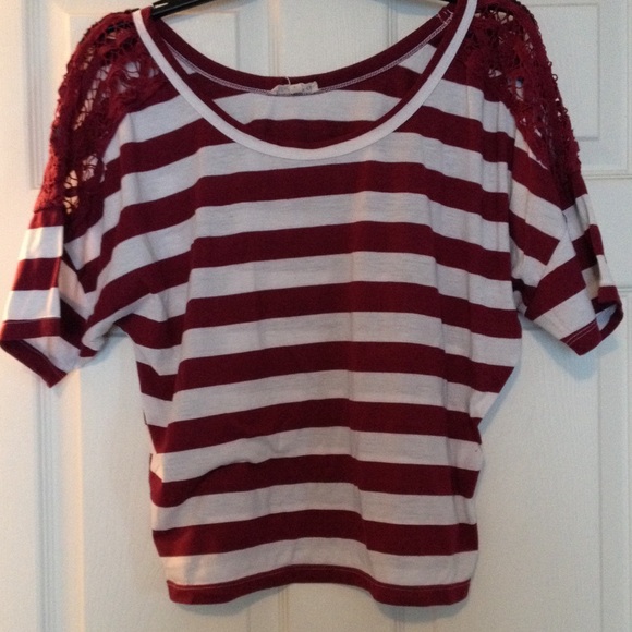 Red and white striped top