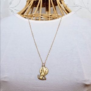 🌝vintage wolf and moon necklace