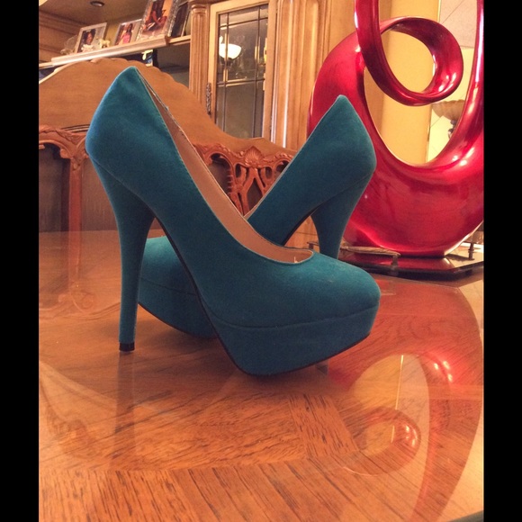 Blue high heels