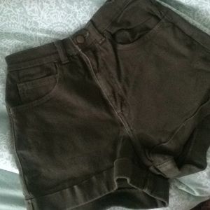 ARMY GREEN AMERICAN APPAREL HIGH WAISTED SHORTS